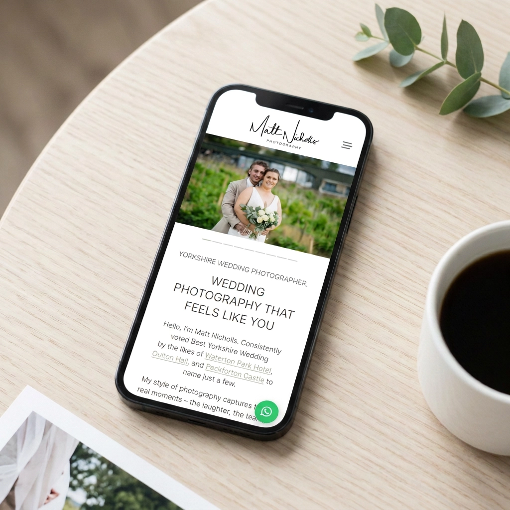 Mockup of Matt Nicholls Photography Website on Phone