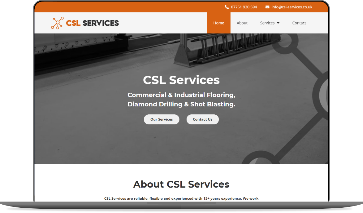 csl services website mockup by athena media web design huddersfield