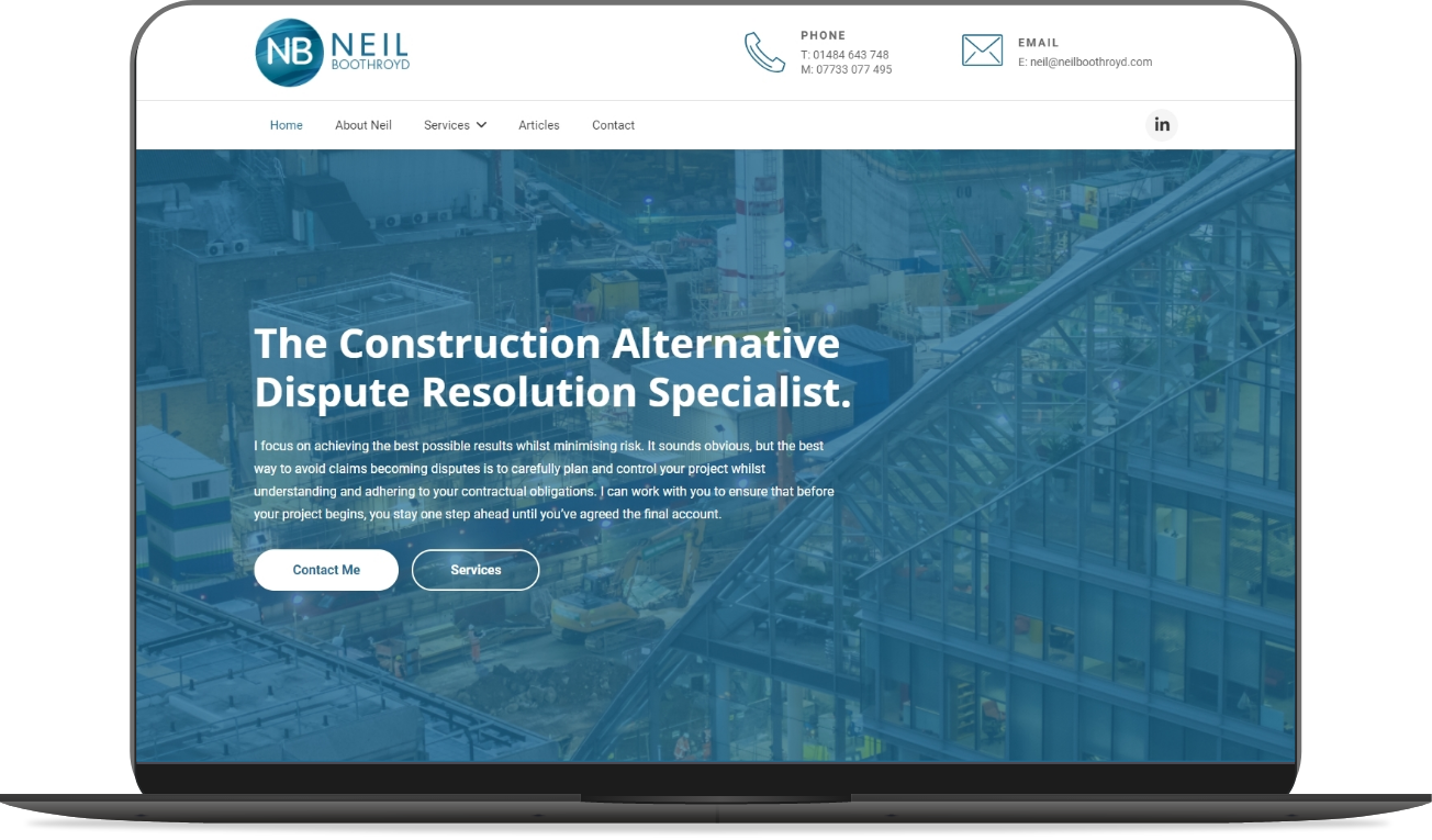 neil boothroyd website mockup by athena media web design huddersfield