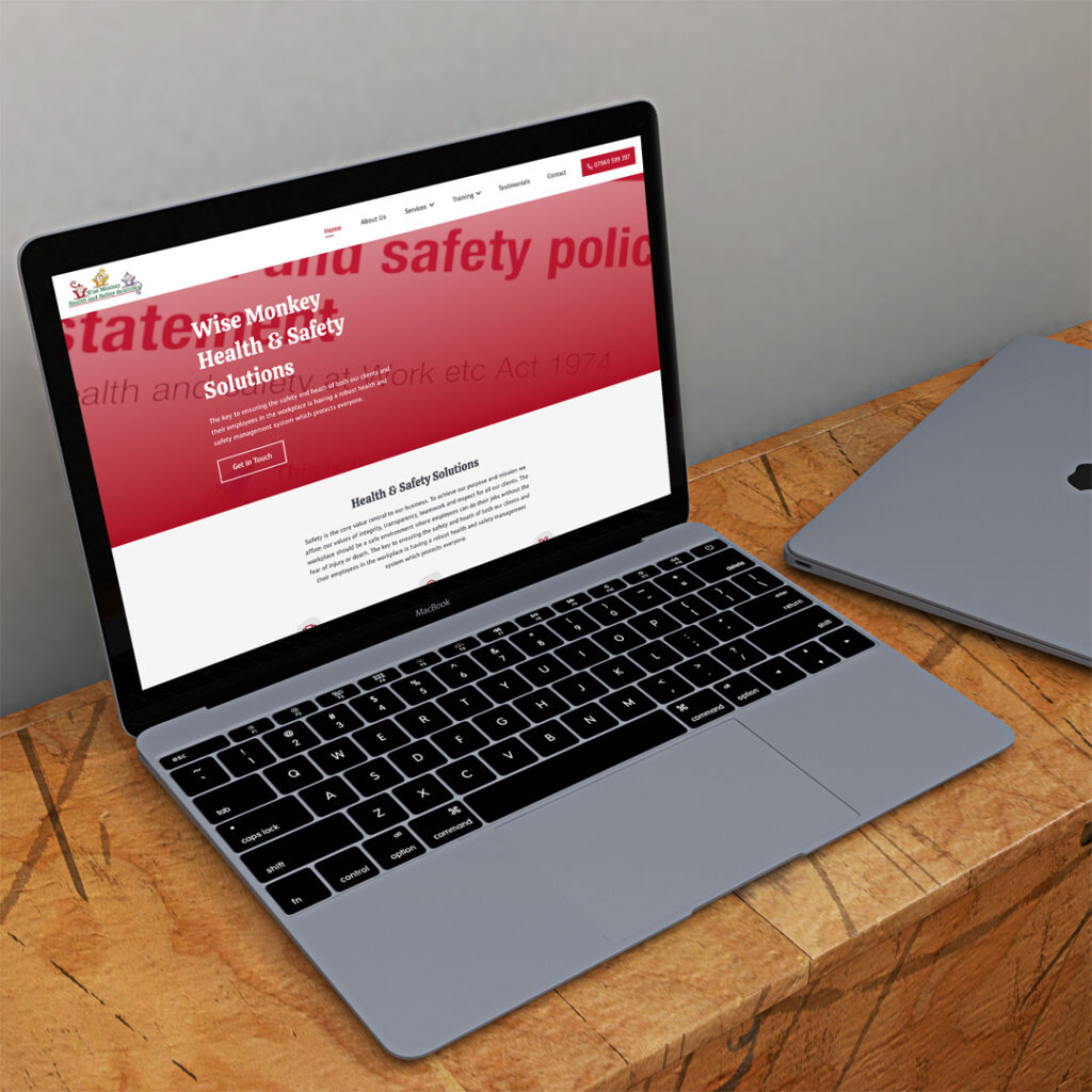 Web Design Huddersfield by Athena Media - Showing Wise Monkey Health and Safety Website Development Mockup