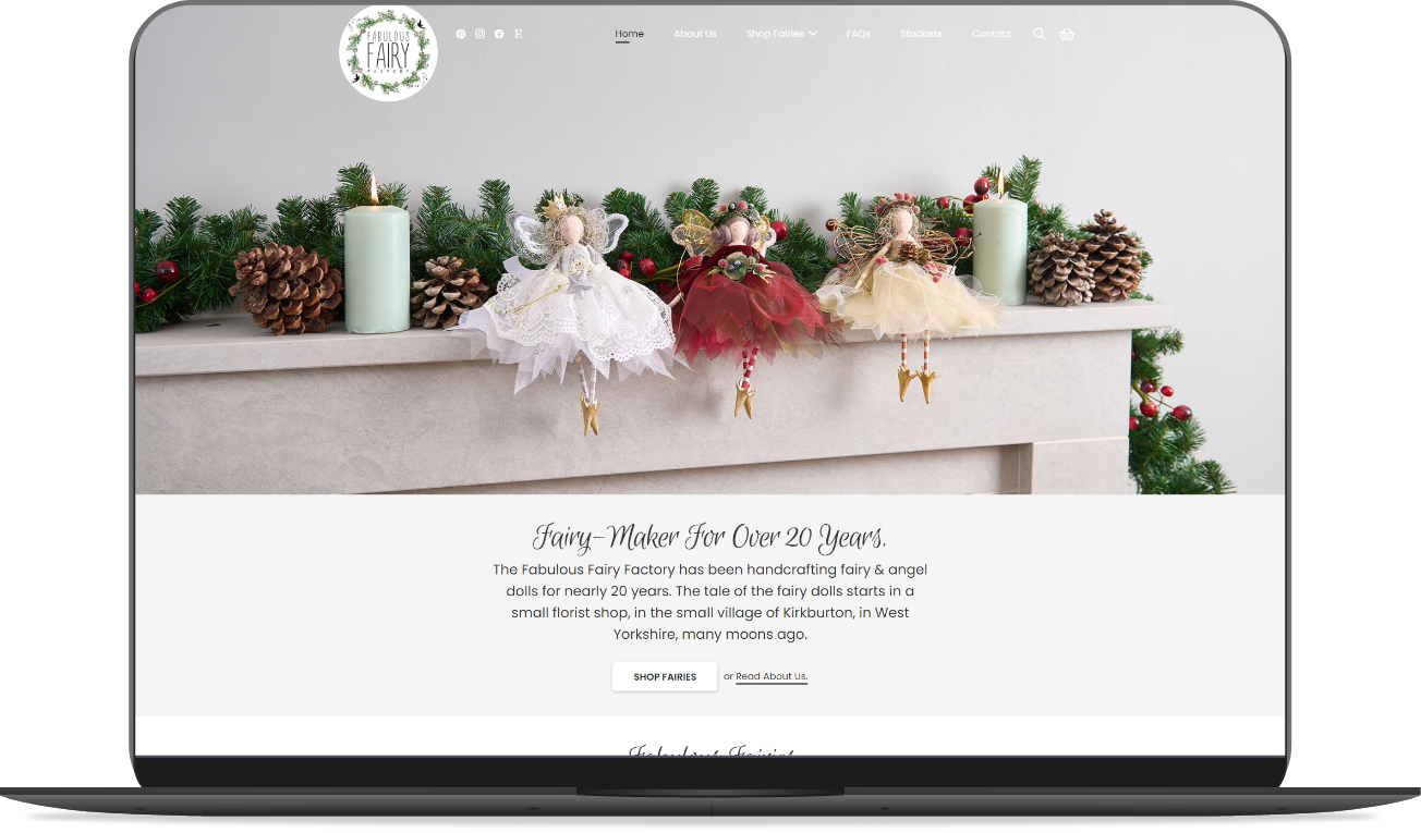 Web Design Huddersfield by Athena Media - Showing Fabulous Fairy Factory Website Development Mockup