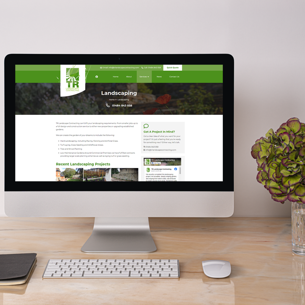 Web Design Huddersfield by Athena Media - Showing TR Landscape Contracting Website Development Mockup