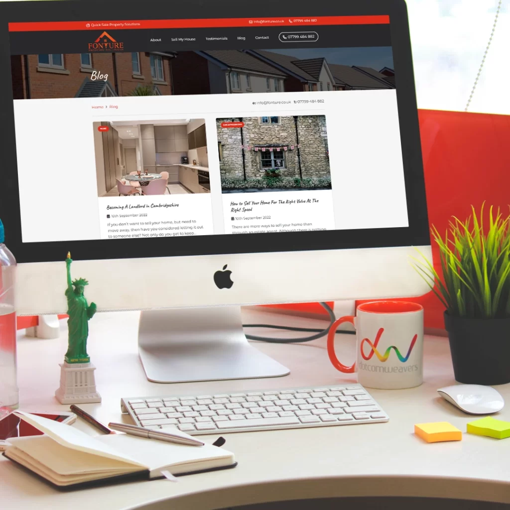 Web Design Huddersfield by Athena Media - Showing Fonture Property Website Development Mockup