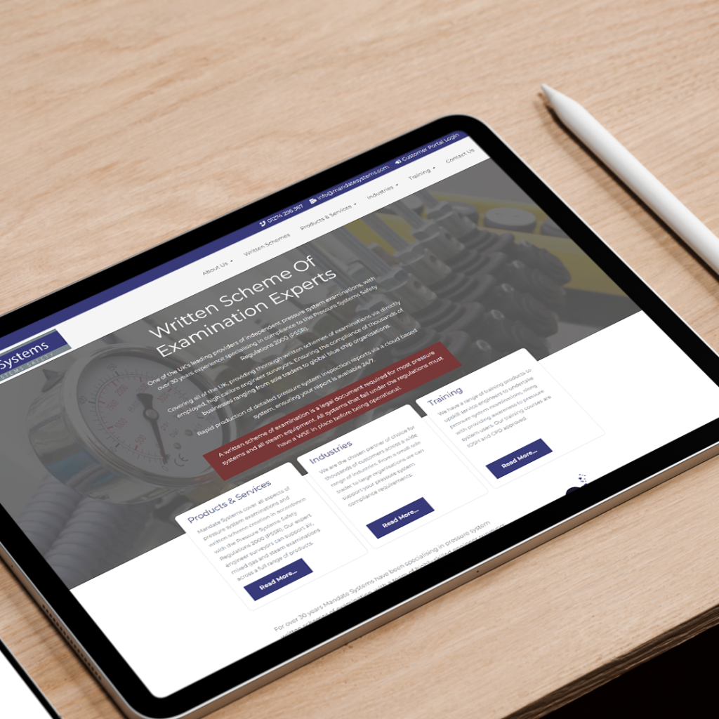 Web Design Huddersfield by Athena Media - Showing Mandate Systems Website Development Mockup