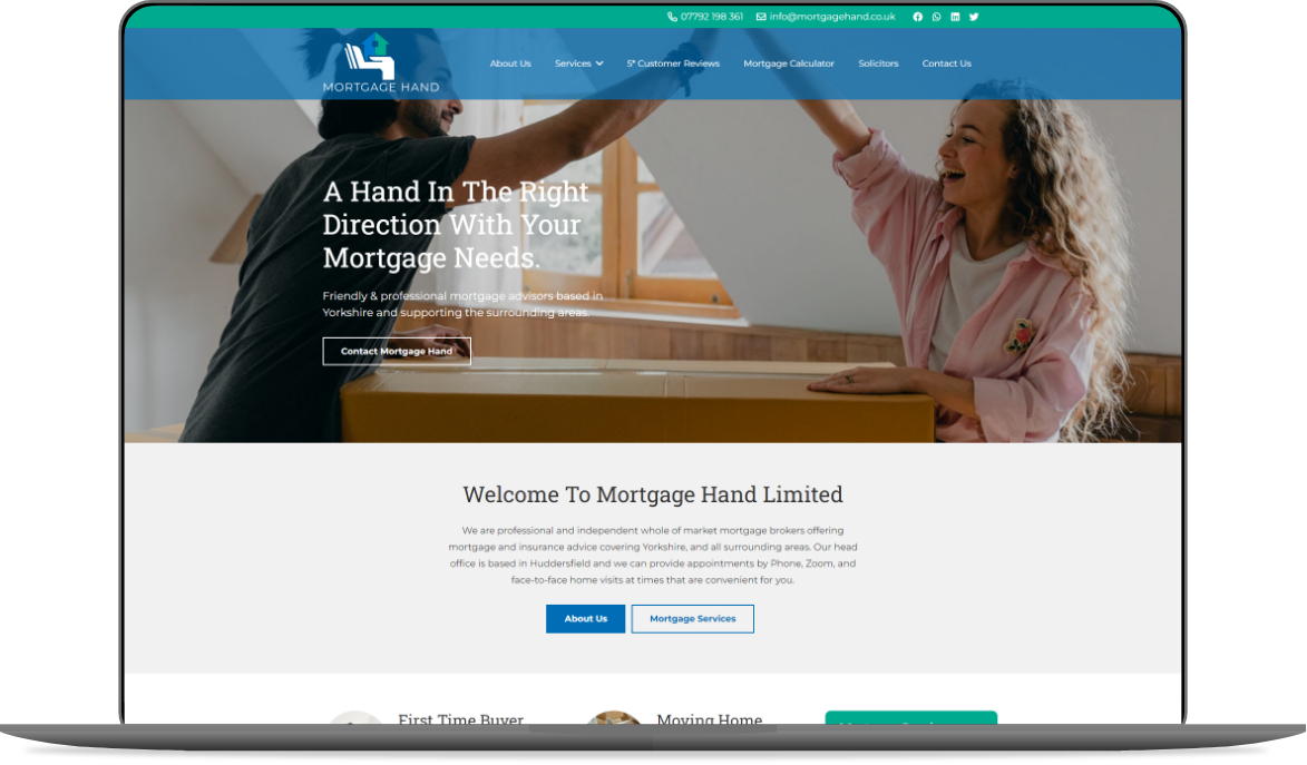 Web Design Huddersfield by Athena Media - Showing Mortgage Hand Website Development Mockup