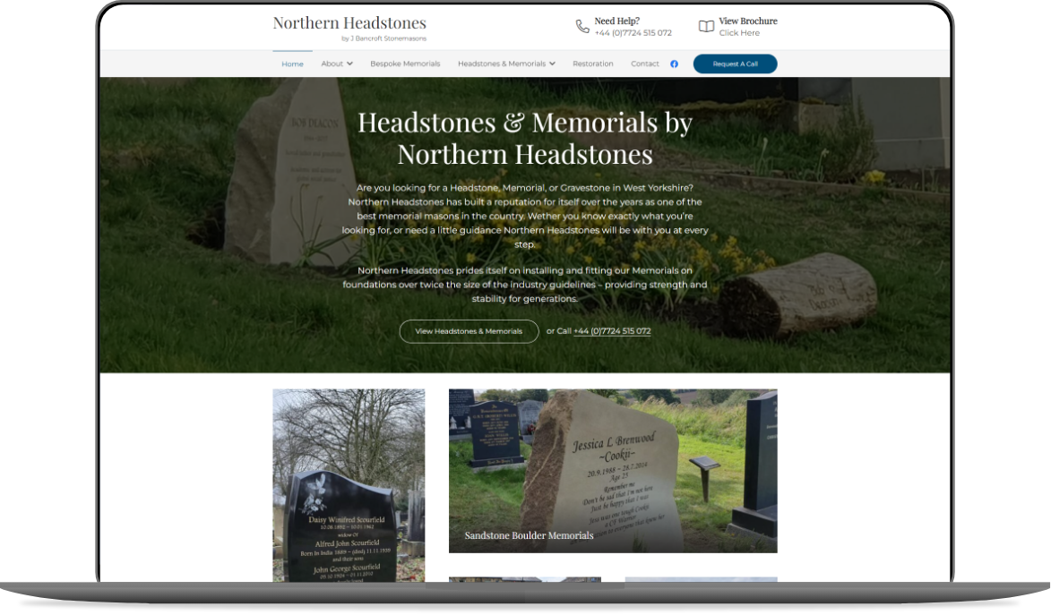 Web Design Huddersfield by Athena Media - Showing Northern Headstones Website Development Mockup