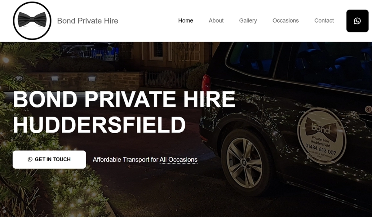 Bond Private Hire Huddersfield Website Design