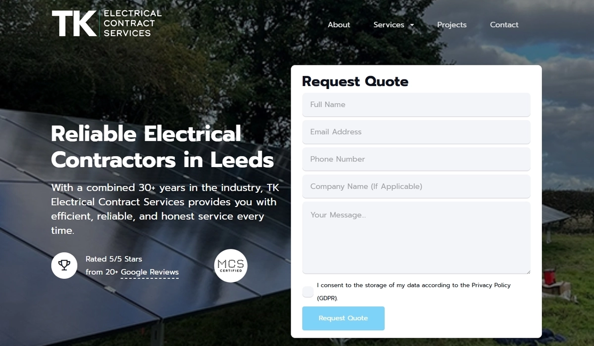 TK Electrical Services Website Design