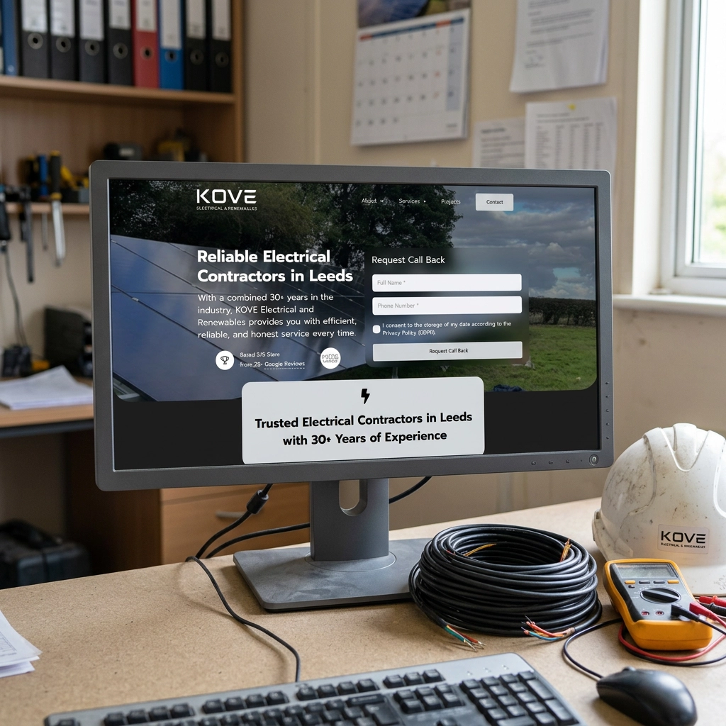 KOVE Website Mockup on PC Screen
