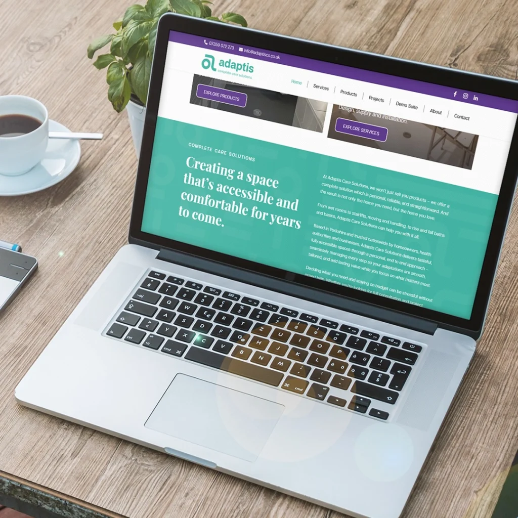 Mockup of Adaptis Website Design Built by Athena Media Huddersfield
