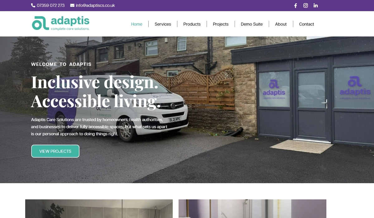 Mockup of Adaptis Website Design Built by Athena Media Huddersfield