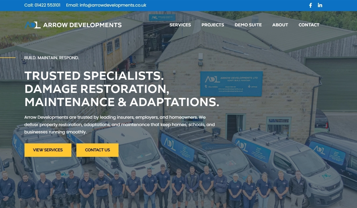 Arrow Developments Website Design