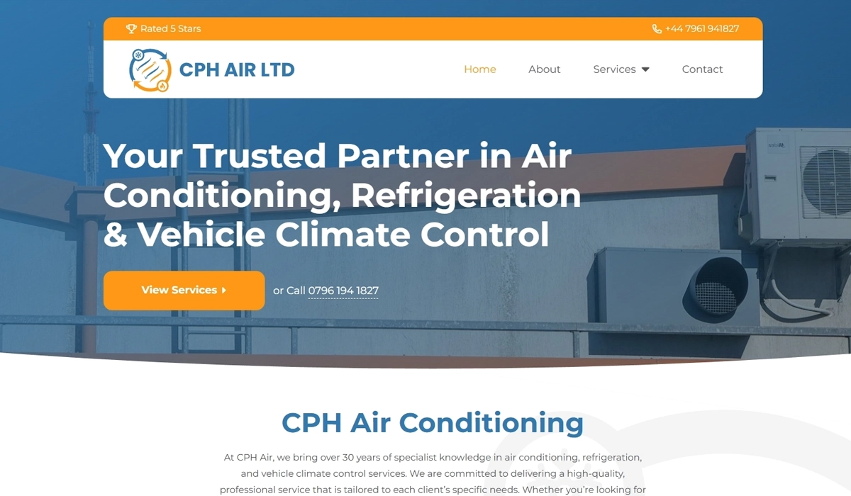 Mockup of CPH Air Website Design Built by Athena Media Huddersfield