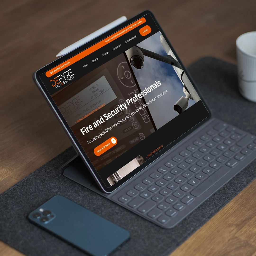 Mockup of DeFyre Website Built by Athena Media Huddersfield