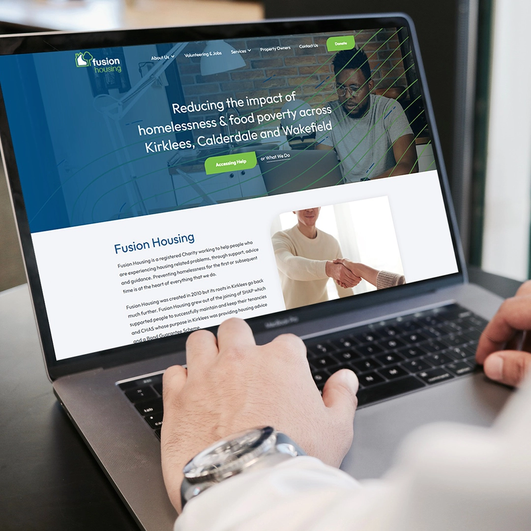 Mockup of Fusion Housing Website Built by Athena Media Huddersfield