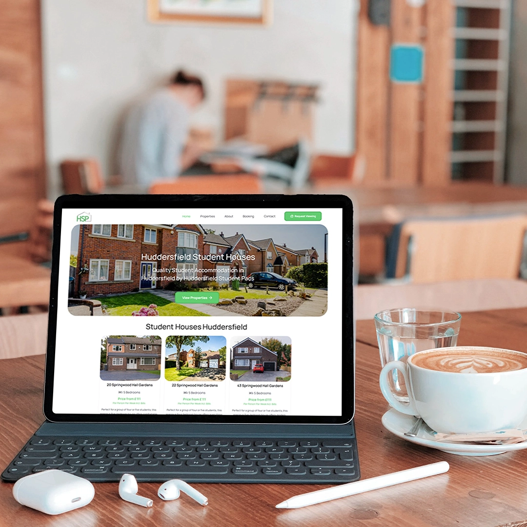 Mockup of Huddersfield Student Pads Website Built by Athena Media Huddersfield