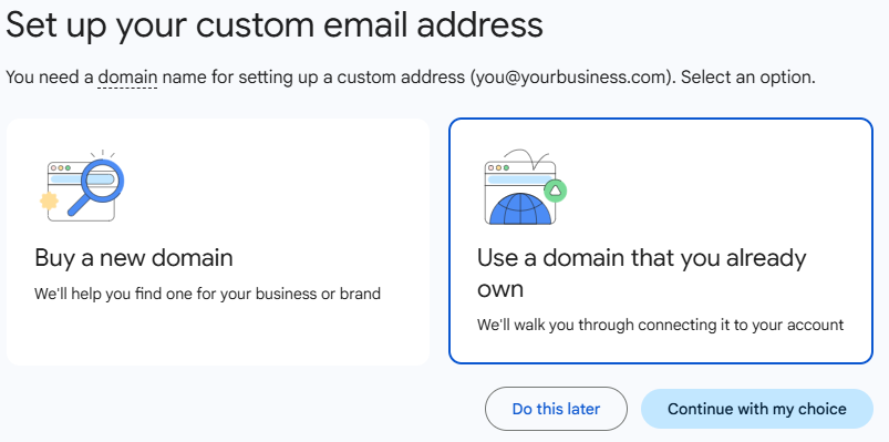 Screenshot of Which Domain To Select