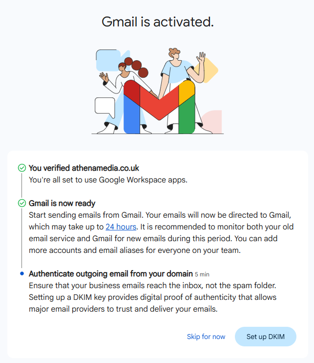 Screenshot of Gmail Activated